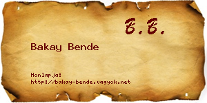 Bakay Bende névjegykártya